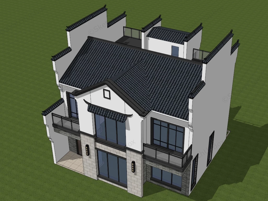 Hui Style House sketchup model preview - SketchupBox