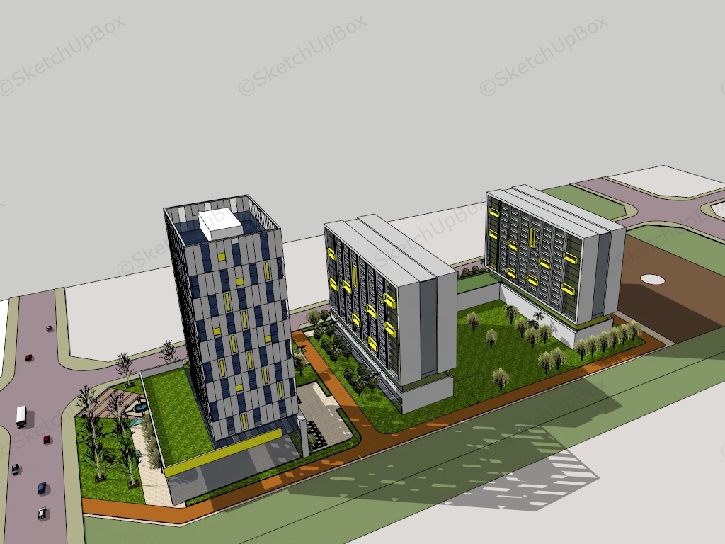 City Office Buildings sketchup model preview - SketchupBox