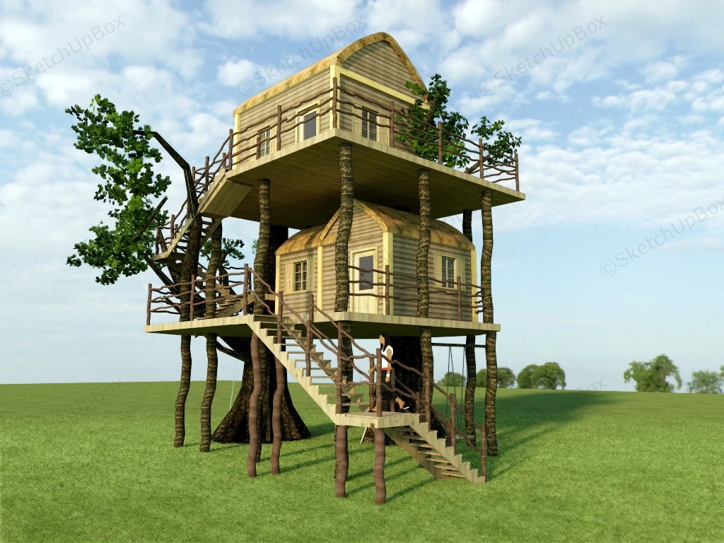 2 Story Treehouse sketchup model preview - SketchupBox