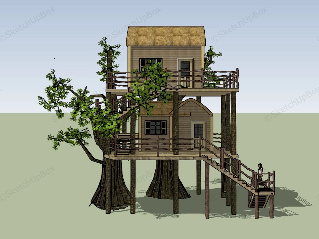 2 Story Treehouse sketchup model preview - SketchupBox