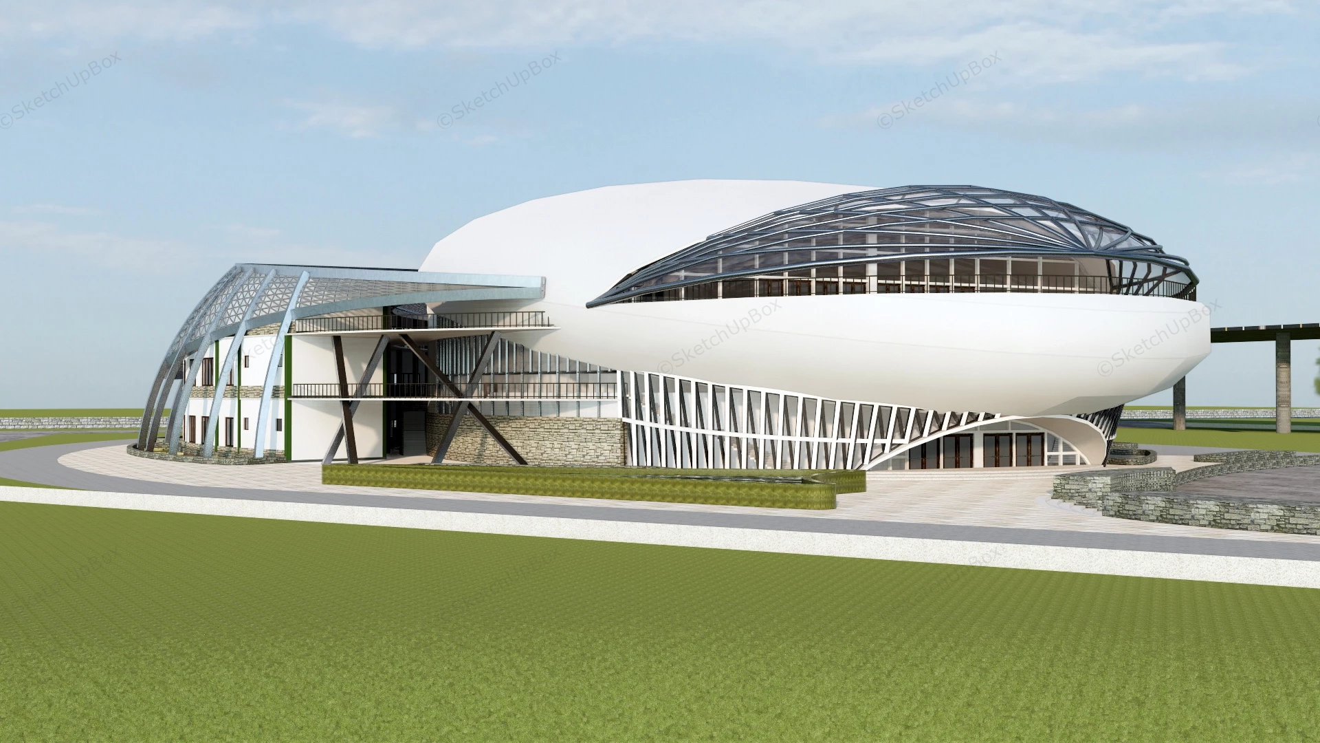 Exhibition Center Architecture Concept sketchup model preview - SketchupBox