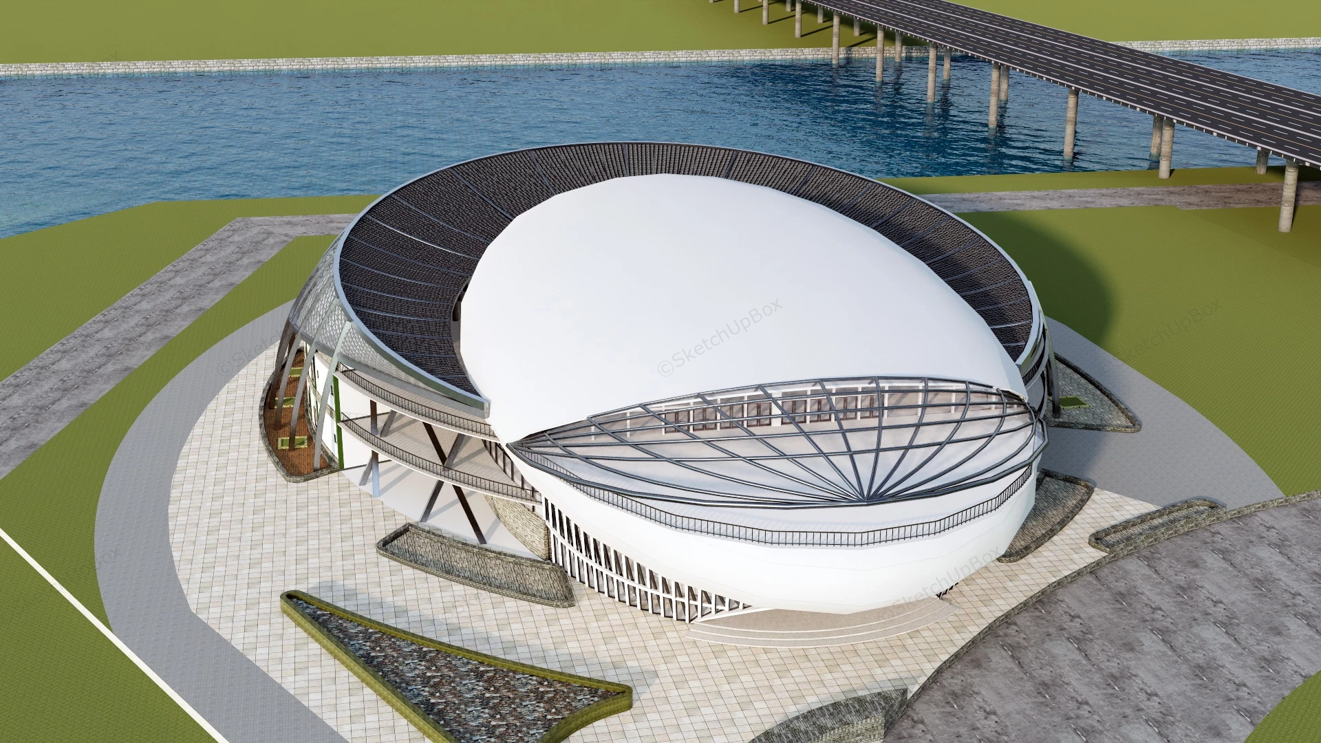 Exhibition Center Architecture Concept sketchup model preview - SketchupBox