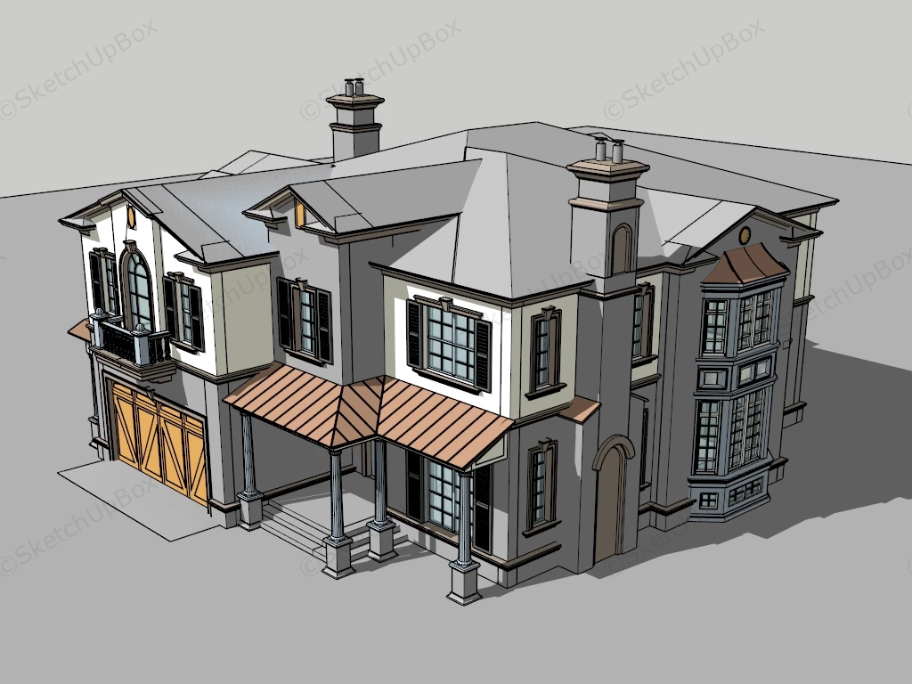 Colonial Style Mansion sketchup model preview - SketchupBox