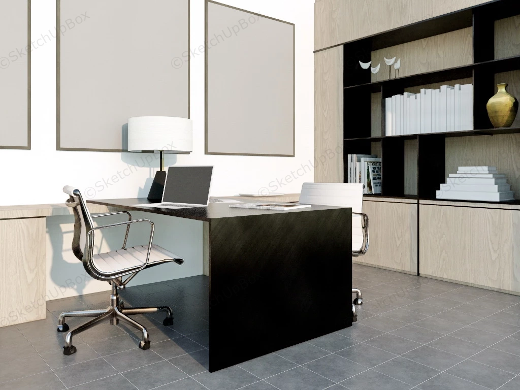 Office Desk And Wall Unit sketchup model preview - SketchupBox