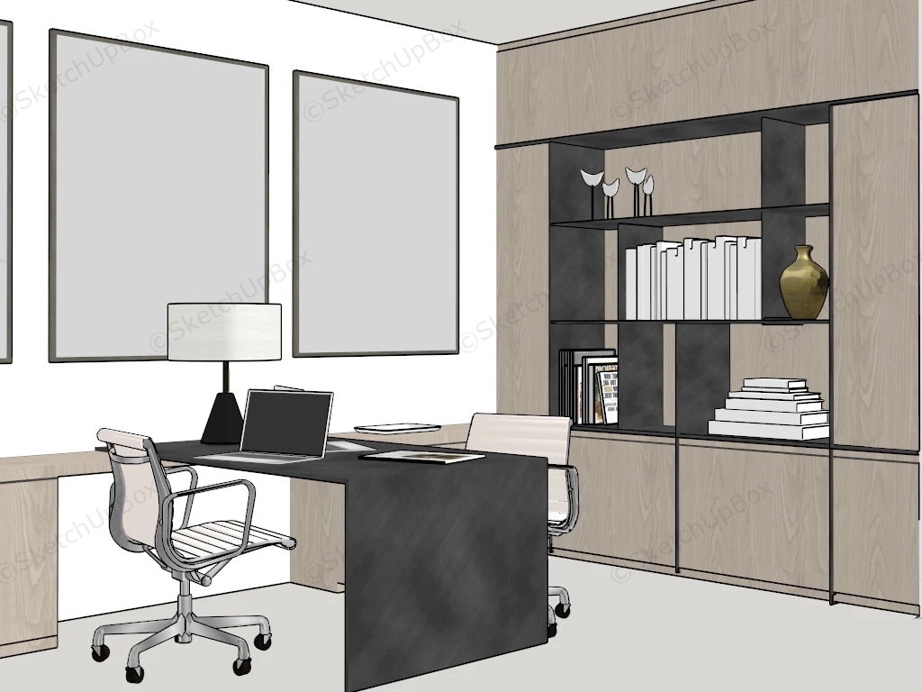 Office Desk And Wall Unit sketchup model preview - SketchupBox
