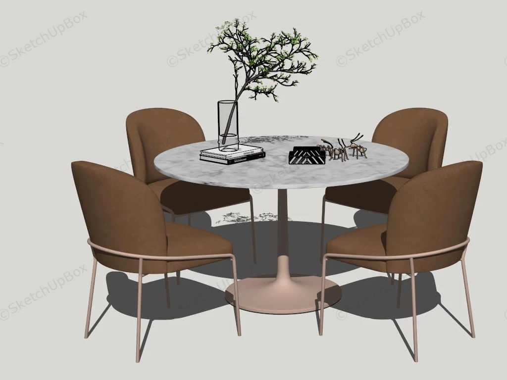 Round Marble Dining Table Set sketchup model preview - SketchupBox