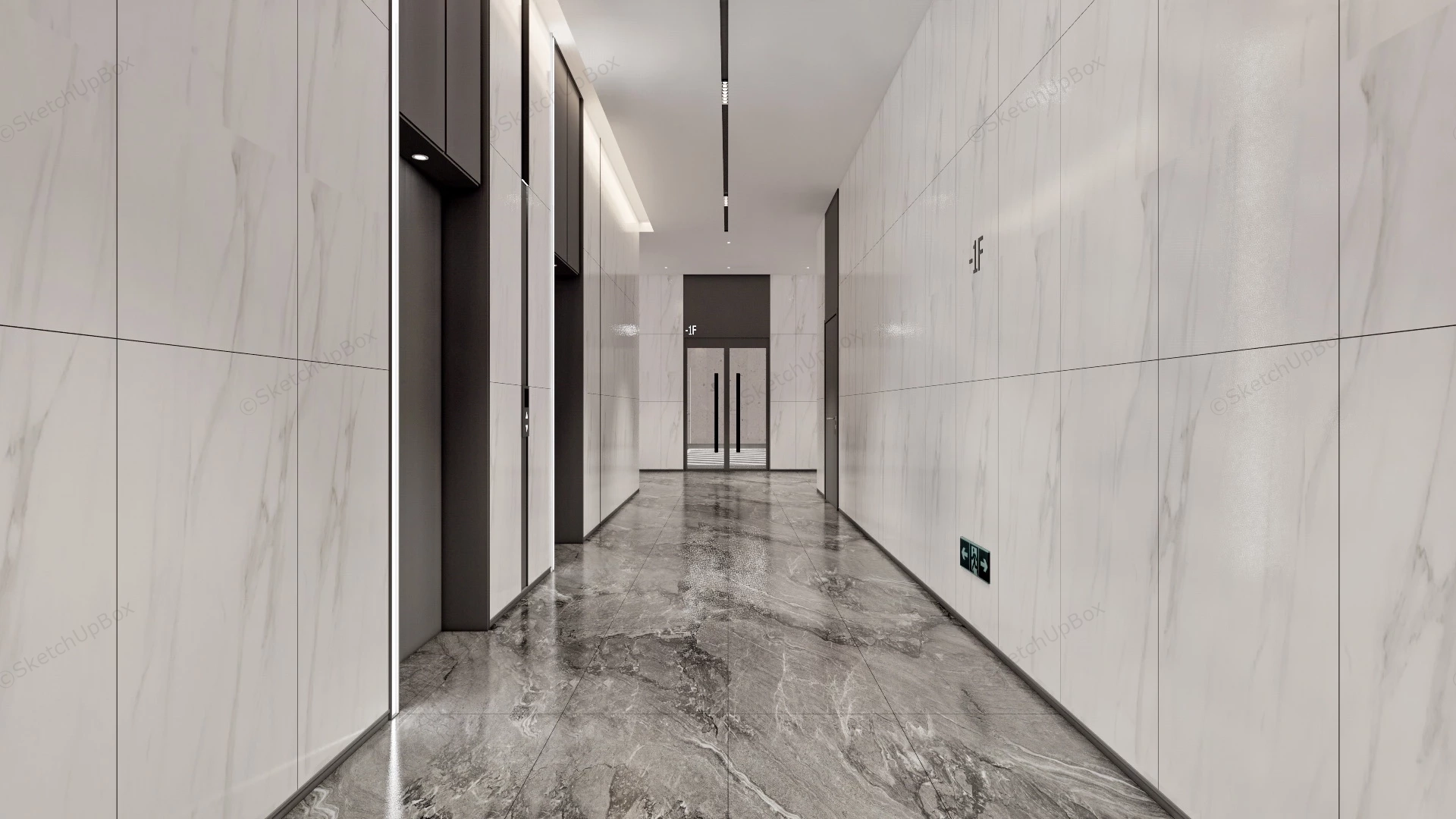 Elevator Corridor Lobby Design sketchup model preview - SketchupBox