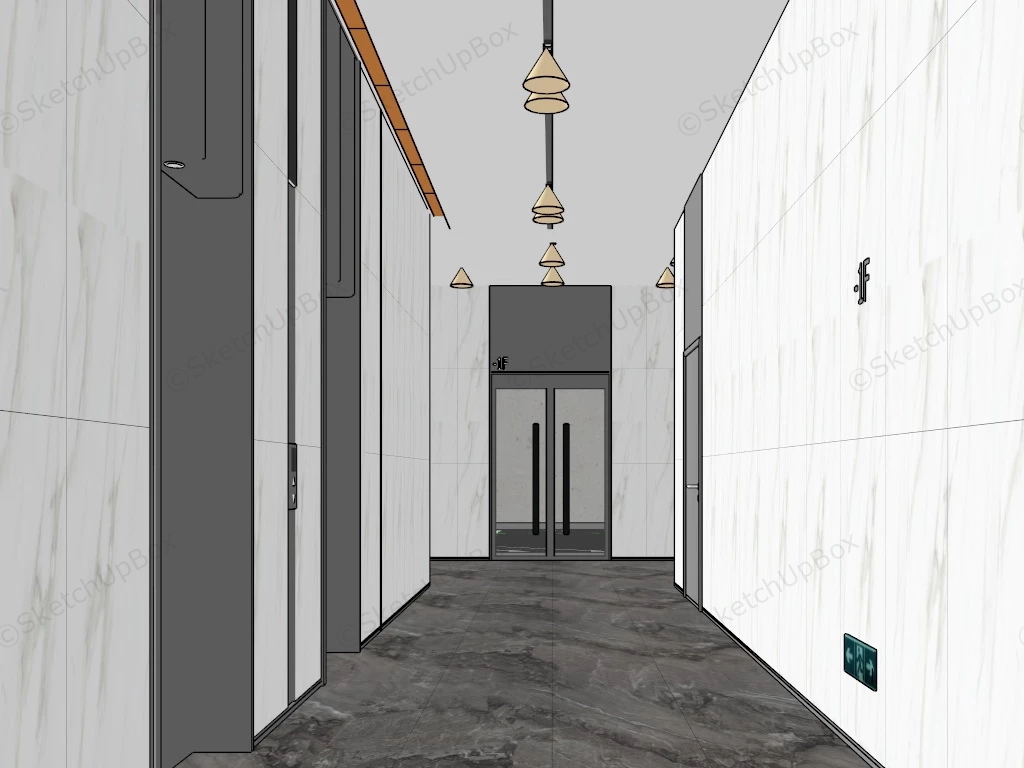 Elevator Corridor Lobby Design sketchup model preview - SketchupBox