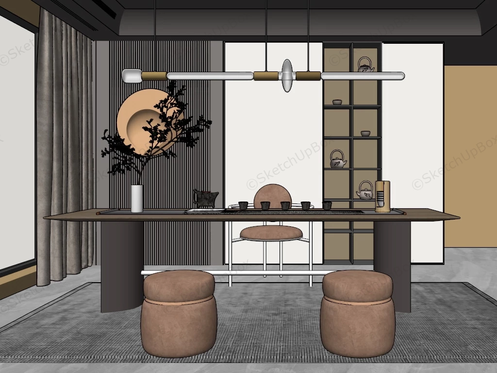 Minimalist Modern Tea Room sketchup model preview - SketchupBox