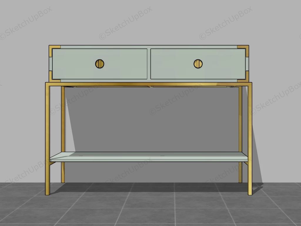 Brass And Wood Console Table sketchup model preview - SketchupBox
