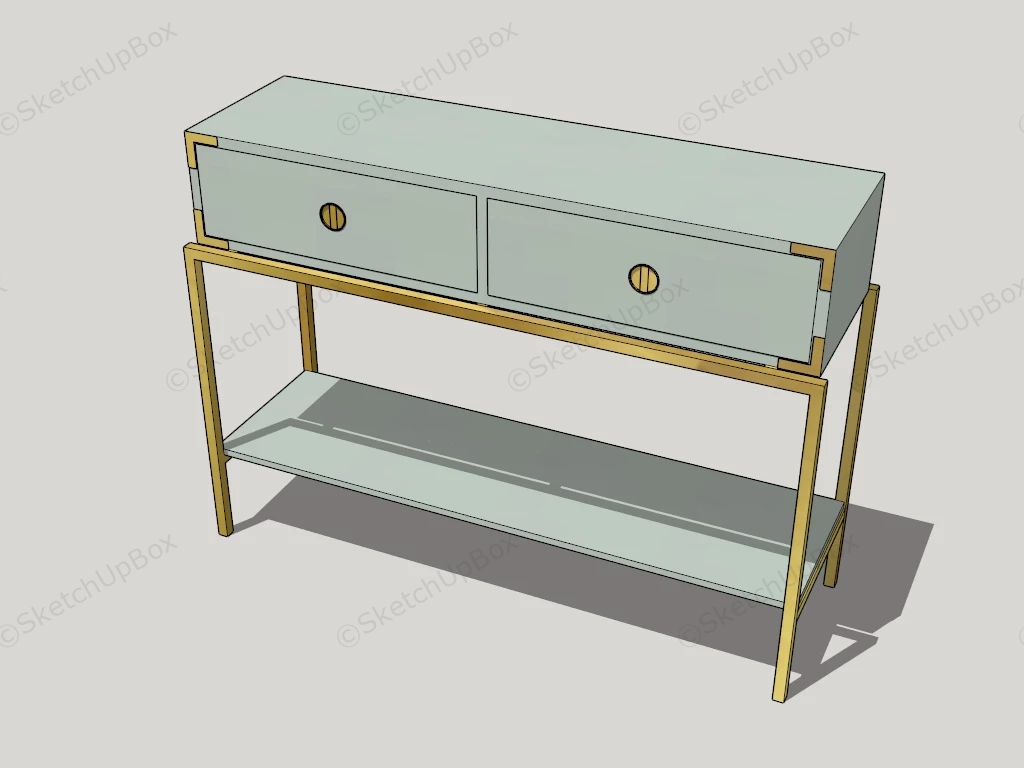 Brass And Wood Console Table sketchup model preview - SketchupBox