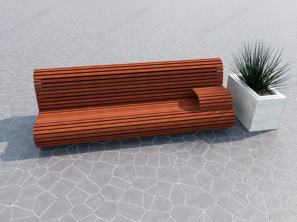 Contemporary Public Bench sketchup model preview - SketchupBox