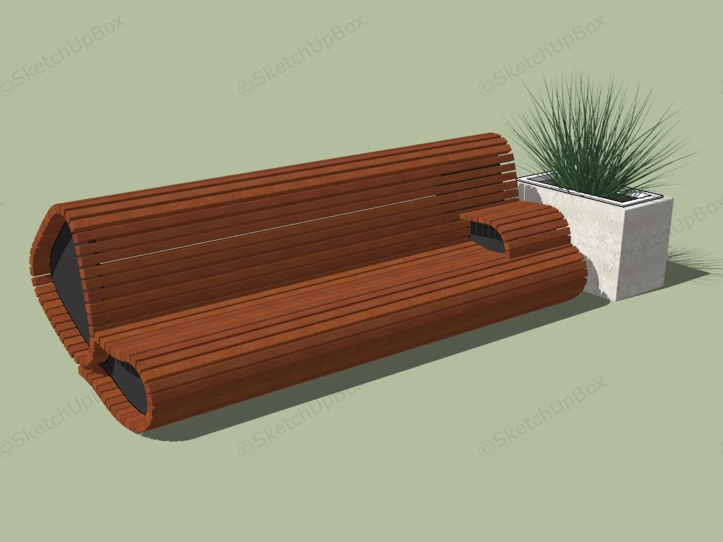Contemporary Public Bench sketchup model preview - SketchupBox