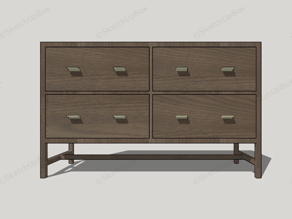 Minimalist Wood Dresser sketchup model preview - SketchupBox