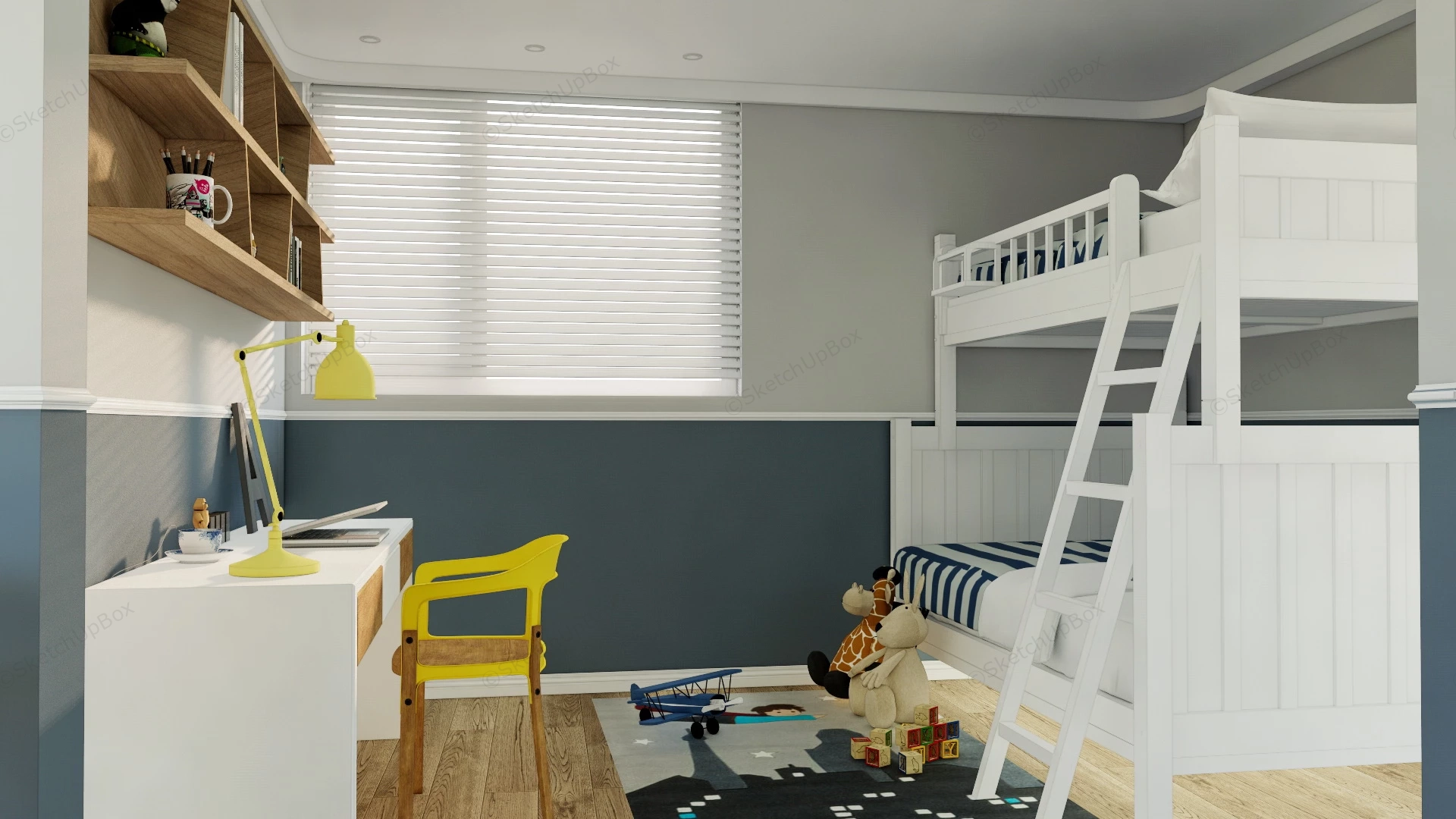 Kids Bedroom Playroom Combo sketchup model preview - SketchupBox
