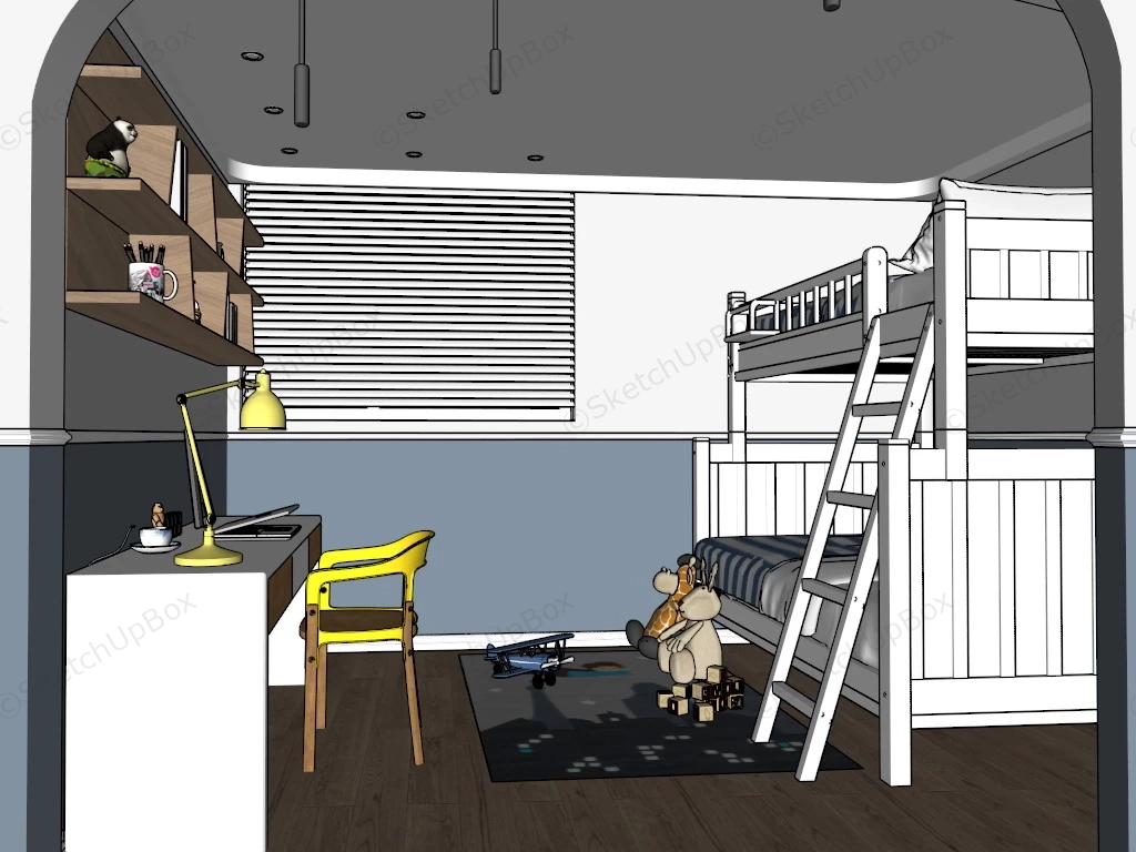 Kids Bedroom Playroom Combo sketchup model preview - SketchupBox
