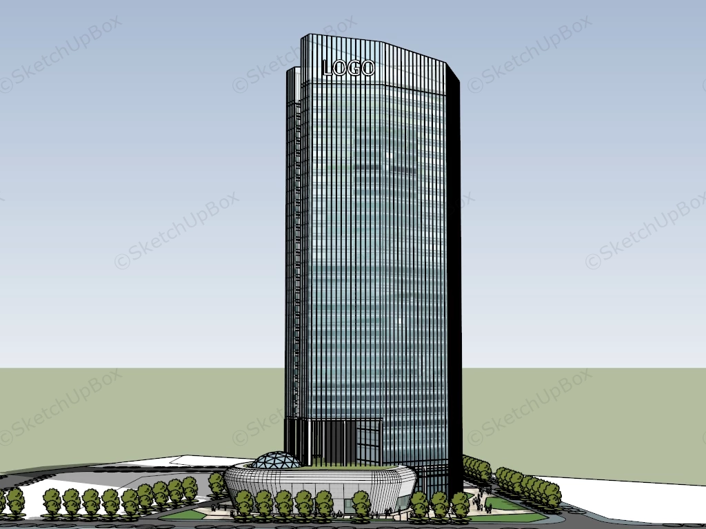 Modern Office Tower sketchup model preview - SketchupBox