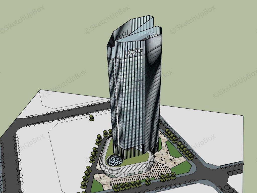 Modern Office Tower sketchup model preview - SketchupBox