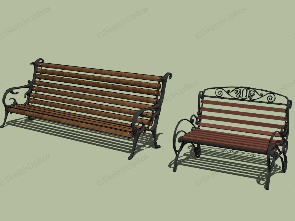 Wrought Iron Park Benches sketchup model preview - SketchupBox