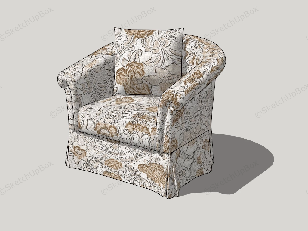 Floral Armchair sketchup model preview - SketchupBox