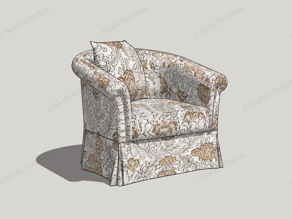 Floral Armchair sketchup model preview - SketchupBox