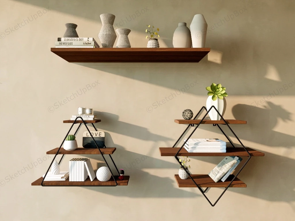 Decorative Wall Shelf Set sketchup model preview - SketchupBox