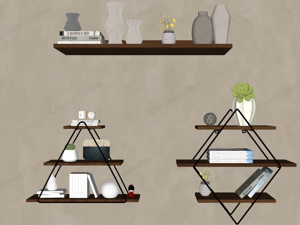 Decorative Wall Shelf Set sketchup model preview - SketchupBox