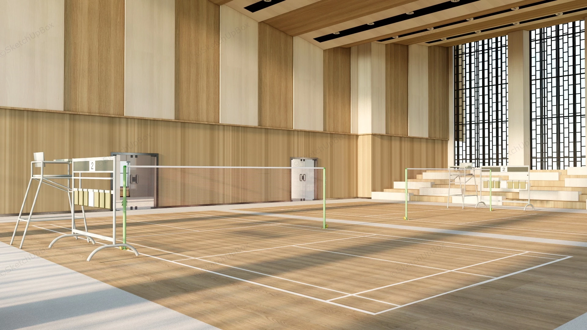 Badminton And Basketball Gymnasium sketchup model preview - SketchupBox