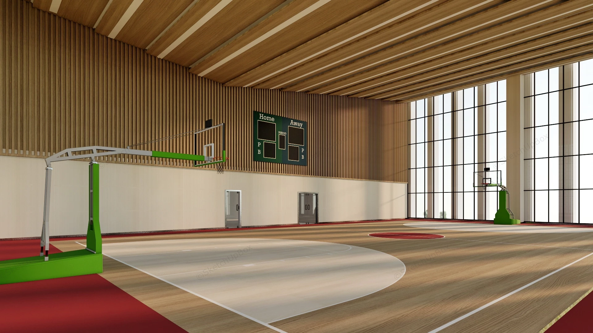 Badminton And Basketball Gymnasium sketchup model preview - SketchupBox