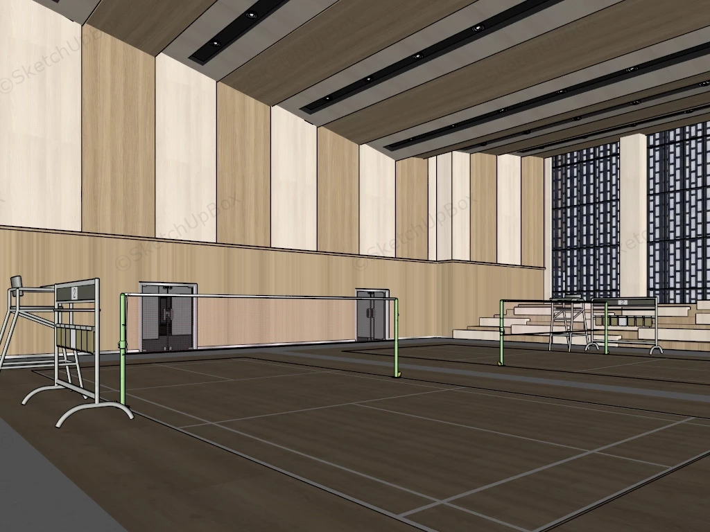 Badminton And Basketball Gymnasium sketchup model preview - SketchupBox
