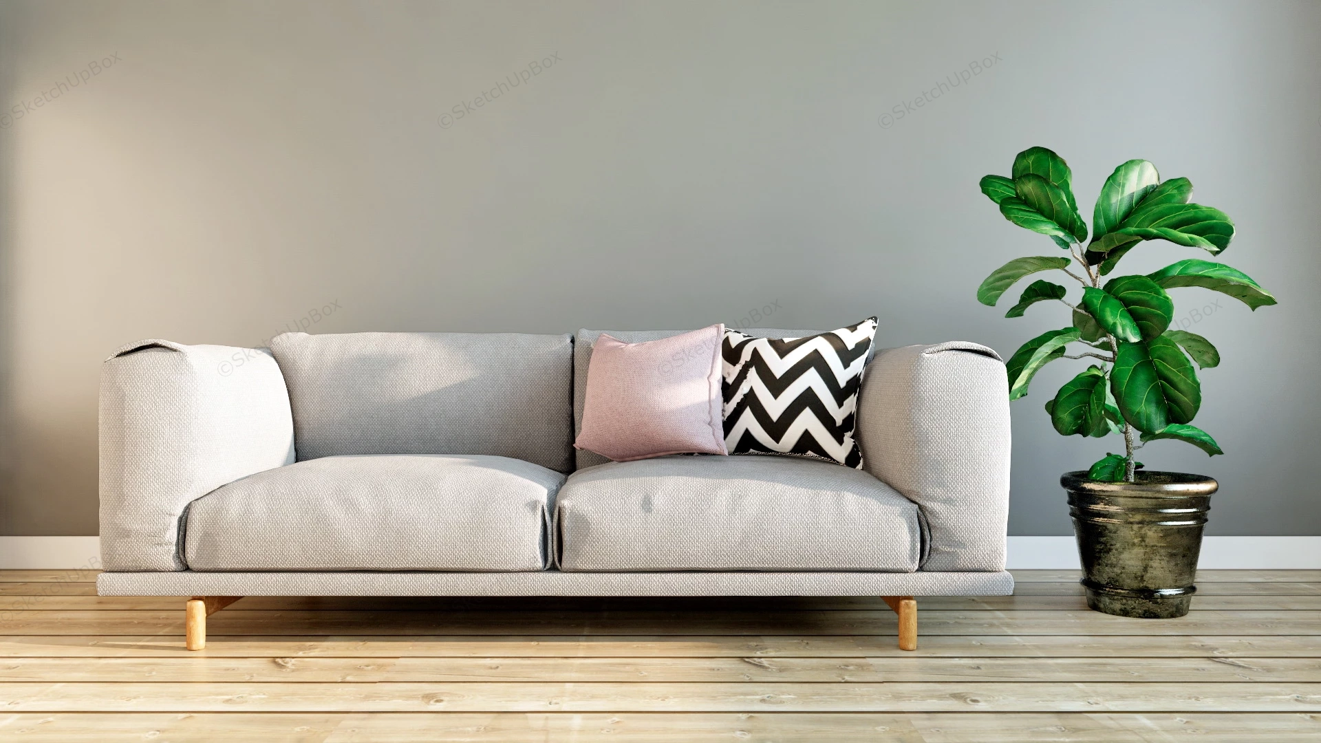 Modern Grey Loveseat sketchup model preview - SketchupBox