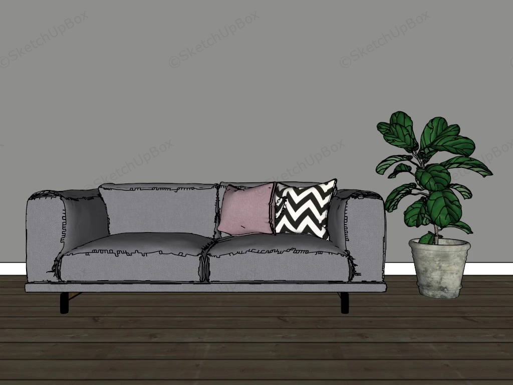 Modern Grey Loveseat sketchup model preview - SketchupBox