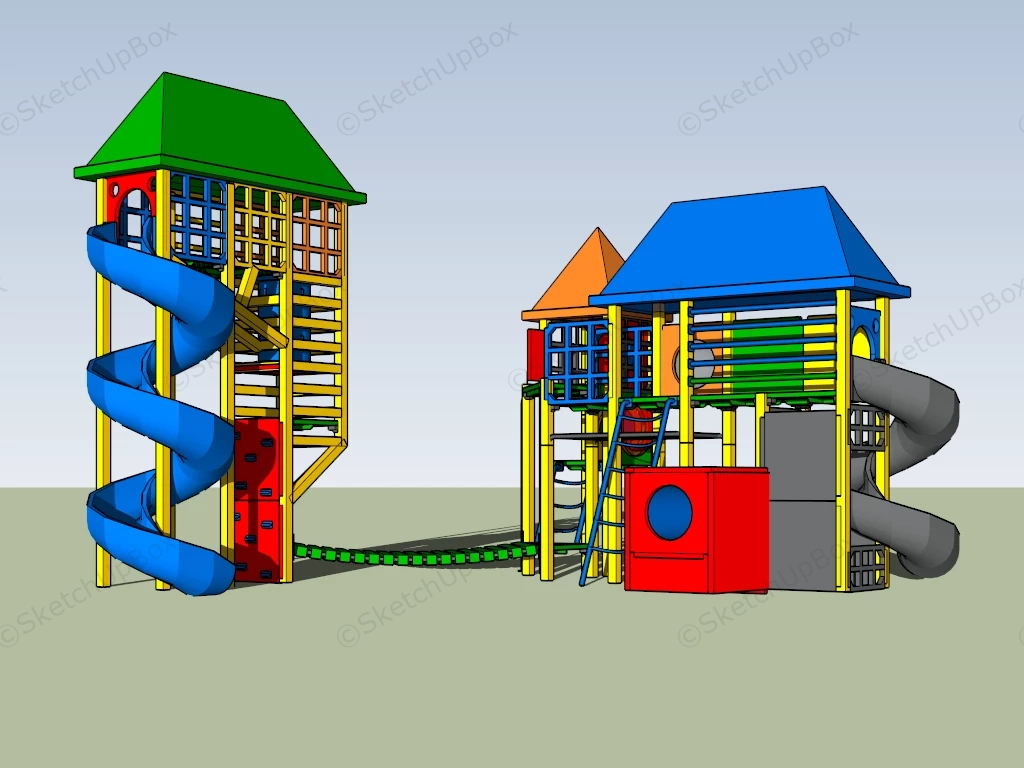 Outdoor Climbing Slide Playset sketchup model preview - SketchupBox