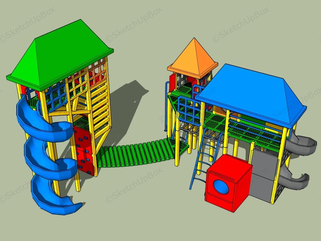 Outdoor Climbing Slide Playset sketchup model preview - SketchupBox
