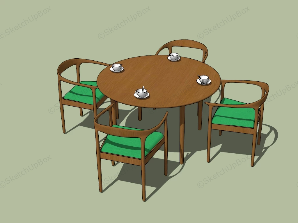 Round Dining Table Set sketchup model preview - SketchupBox