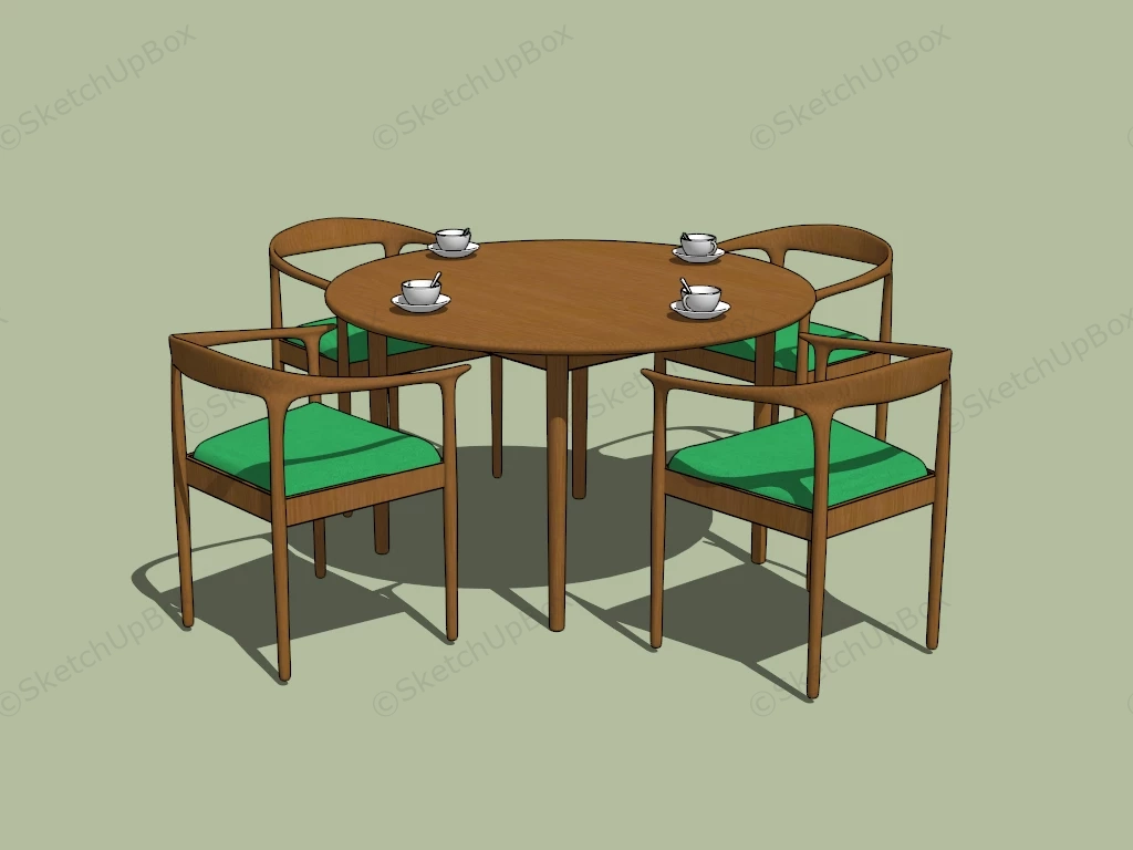 Round Dining Table Set sketchup model preview - SketchupBox