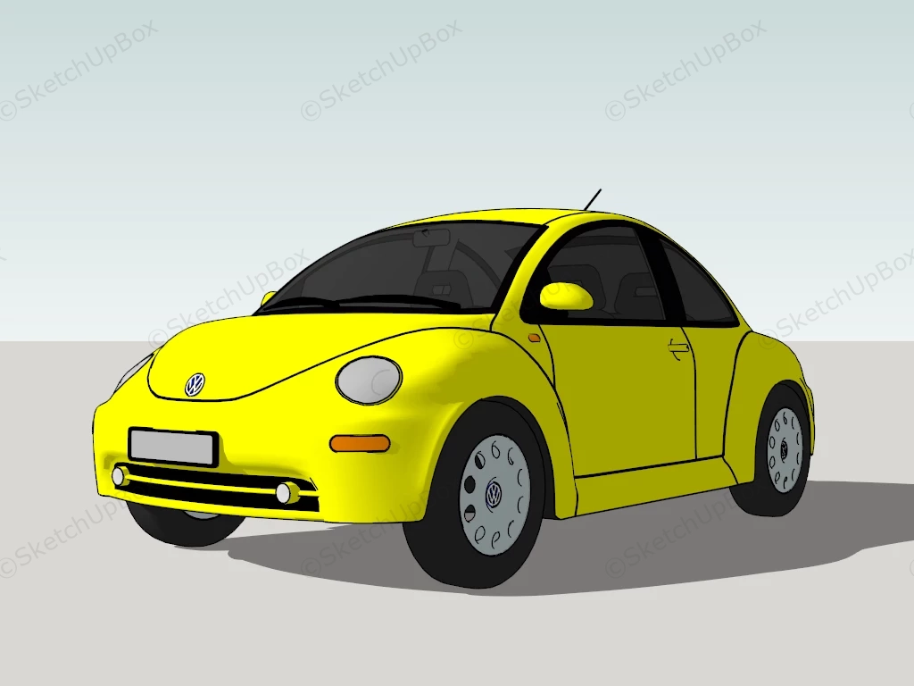 Yellow Volkswagen Beetle sketchup model preview - SketchupBox