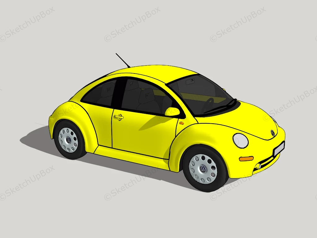 Yellow Volkswagen Beetle sketchup model preview - SketchupBox