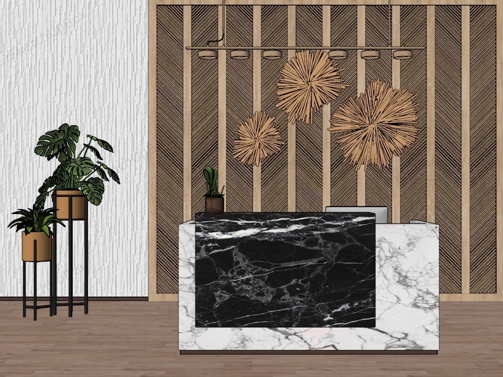 Small Salon Reception Desk sketchup model preview - SketchupBox