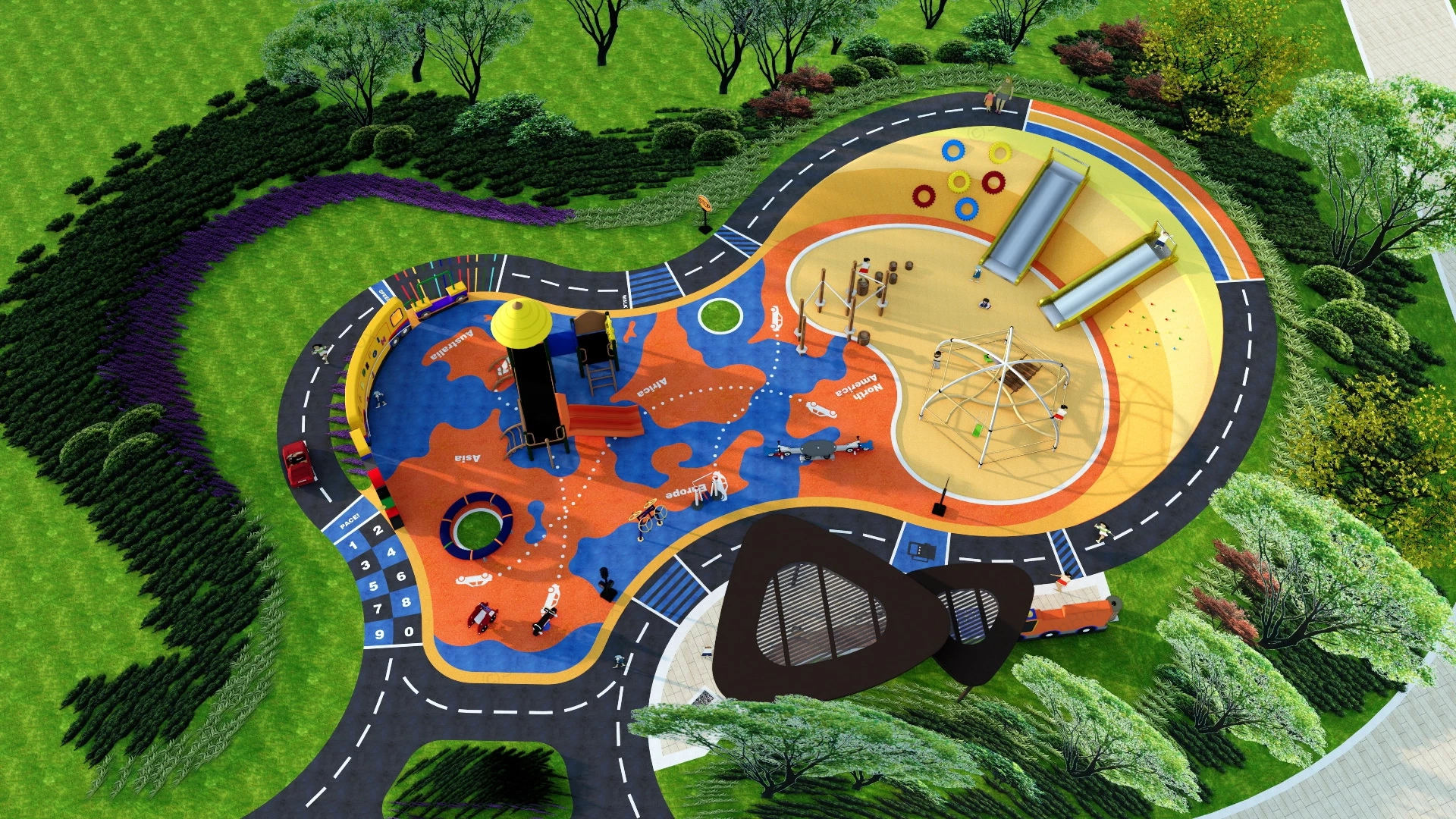 Neighborhood Park Playground sketchup model preview - SketchupBox