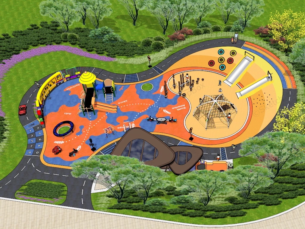 Neighborhood Park Playground sketchup model preview - SketchupBox