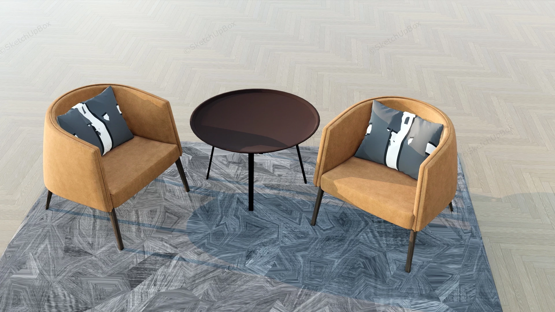 Armchair & Side Table Set sketchup model preview - SketchupBox