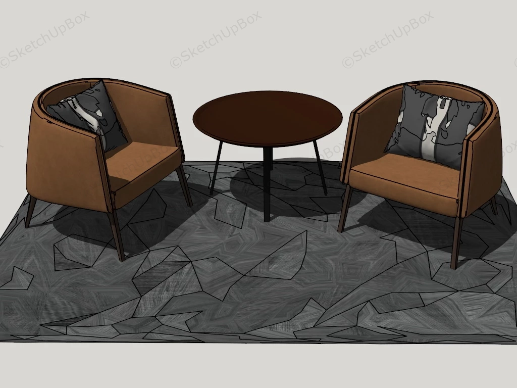 Armchair & Side Table Set sketchup model preview - SketchupBox