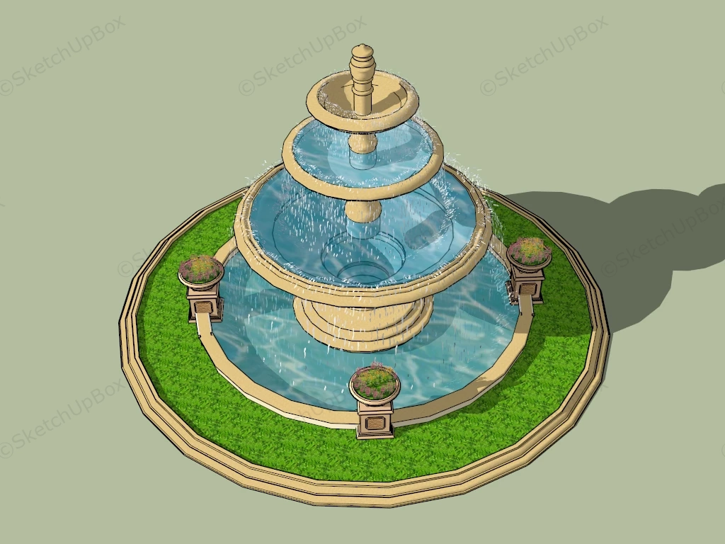 4 Tier Water Fountain sketchup model preview - SketchupBox