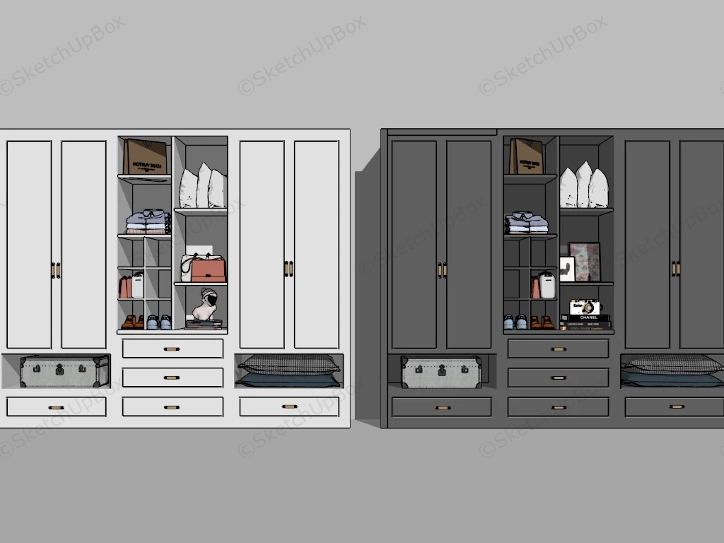 Large Wardrobe Closet sketchup model preview - SketchupBox