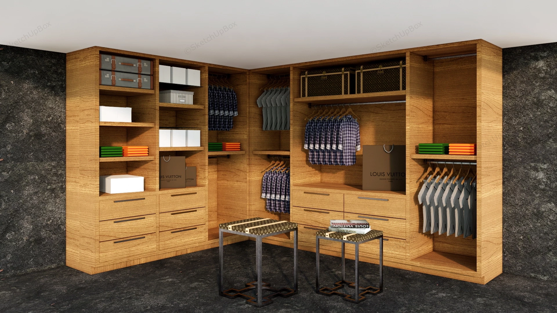 L Shaped Closet Design sketchup model preview - SketchupBox