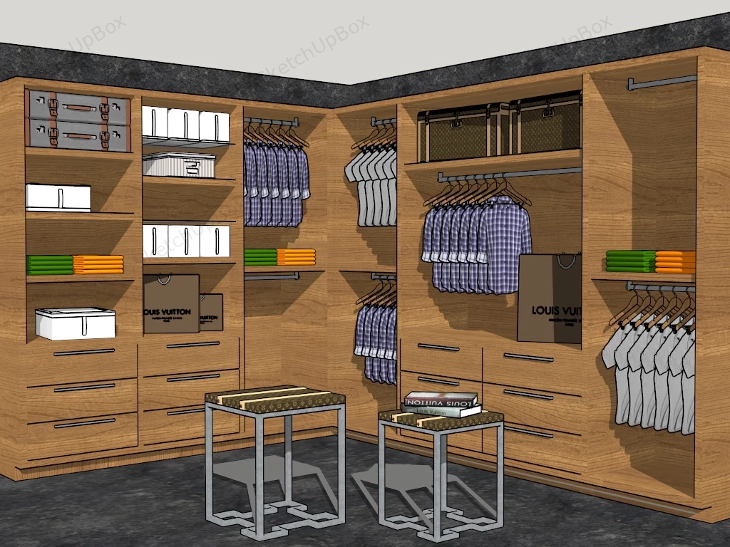L Shaped Closet Design sketchup model preview - SketchupBox