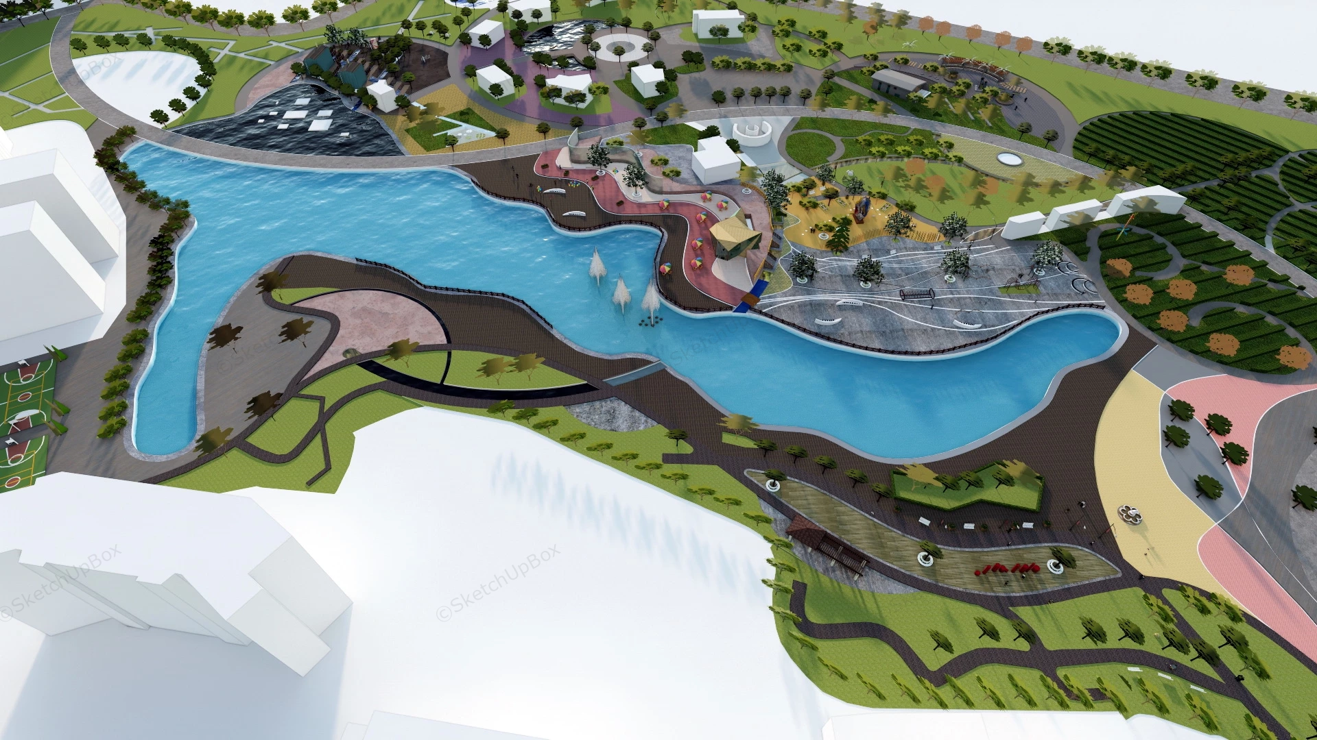 Urban Park Design sketchup model preview - SketchupBox