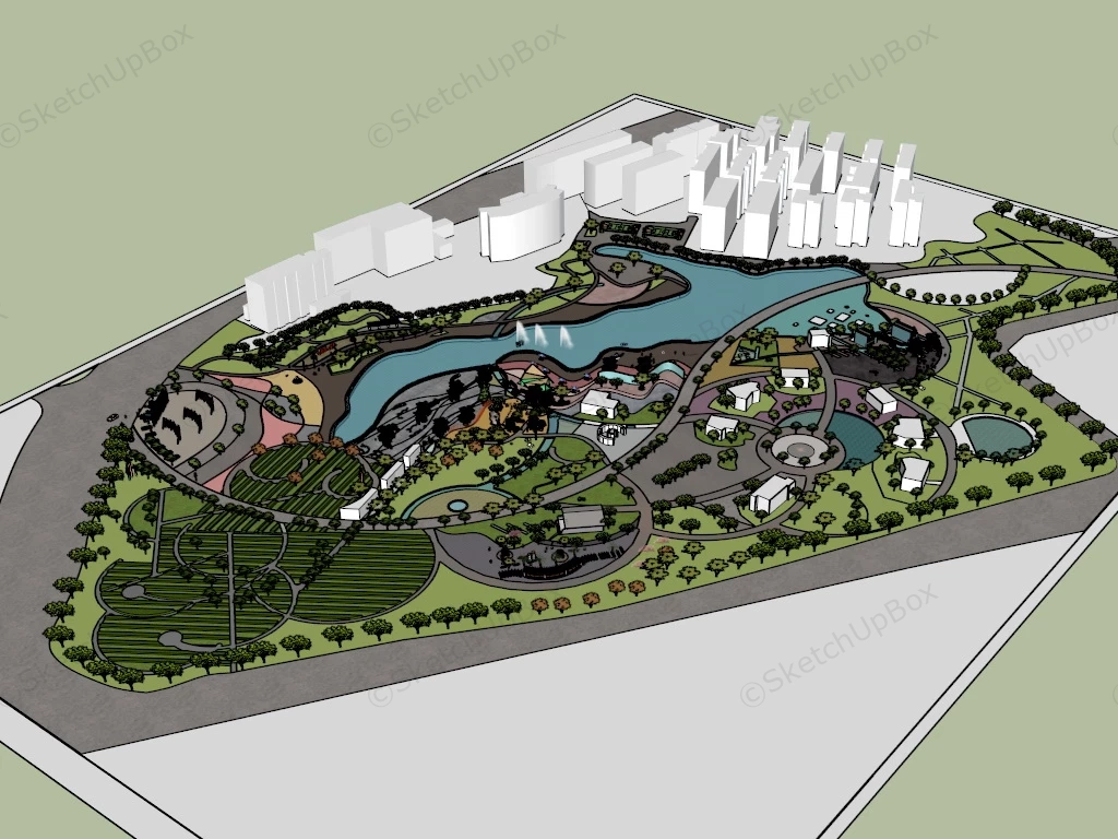 Urban Park Design sketchup model preview - SketchupBox