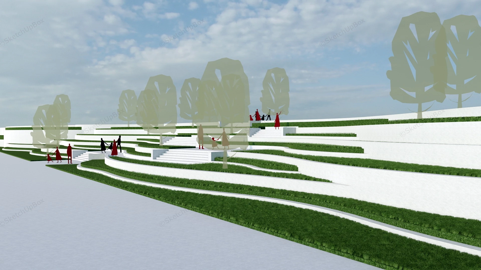 Terraced Landscaping Idea sketchup model preview - SketchupBox